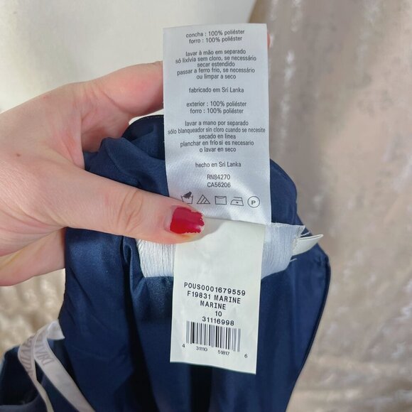 David's Bridal Long Chiffon Surplice Tank Dress in Marine Blue Women's Size 10 - Picture 9 of 12